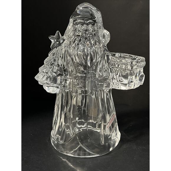 Vtg Santa 24% Lead Crystal Glass Candleholder Taper Figurine 7.5" Made in USA - Picture 5 of 13
